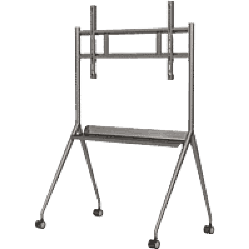 High-quality mobile presentation stand with adjustable height and sturdy frame for professional events.