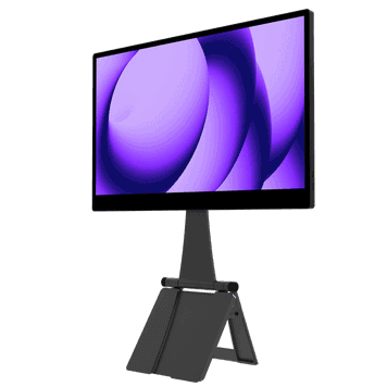 Monitor on adjustable stand with a purple abstract display jpg.