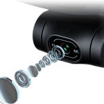 Camera with multiple lens layers and a 4K label.