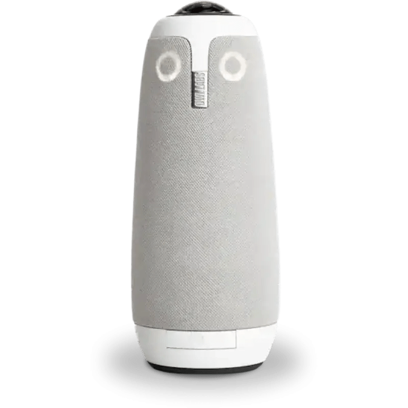 3. Robot compact blanc équipé d'une caméra et de capteurs, fonctionnant grâce à l'intelligence artificielle, destiné à l'automatisation et à la surveillance.