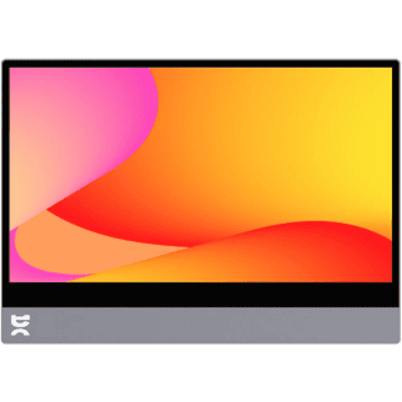 High-resolution display monitor with colourful abstract background.