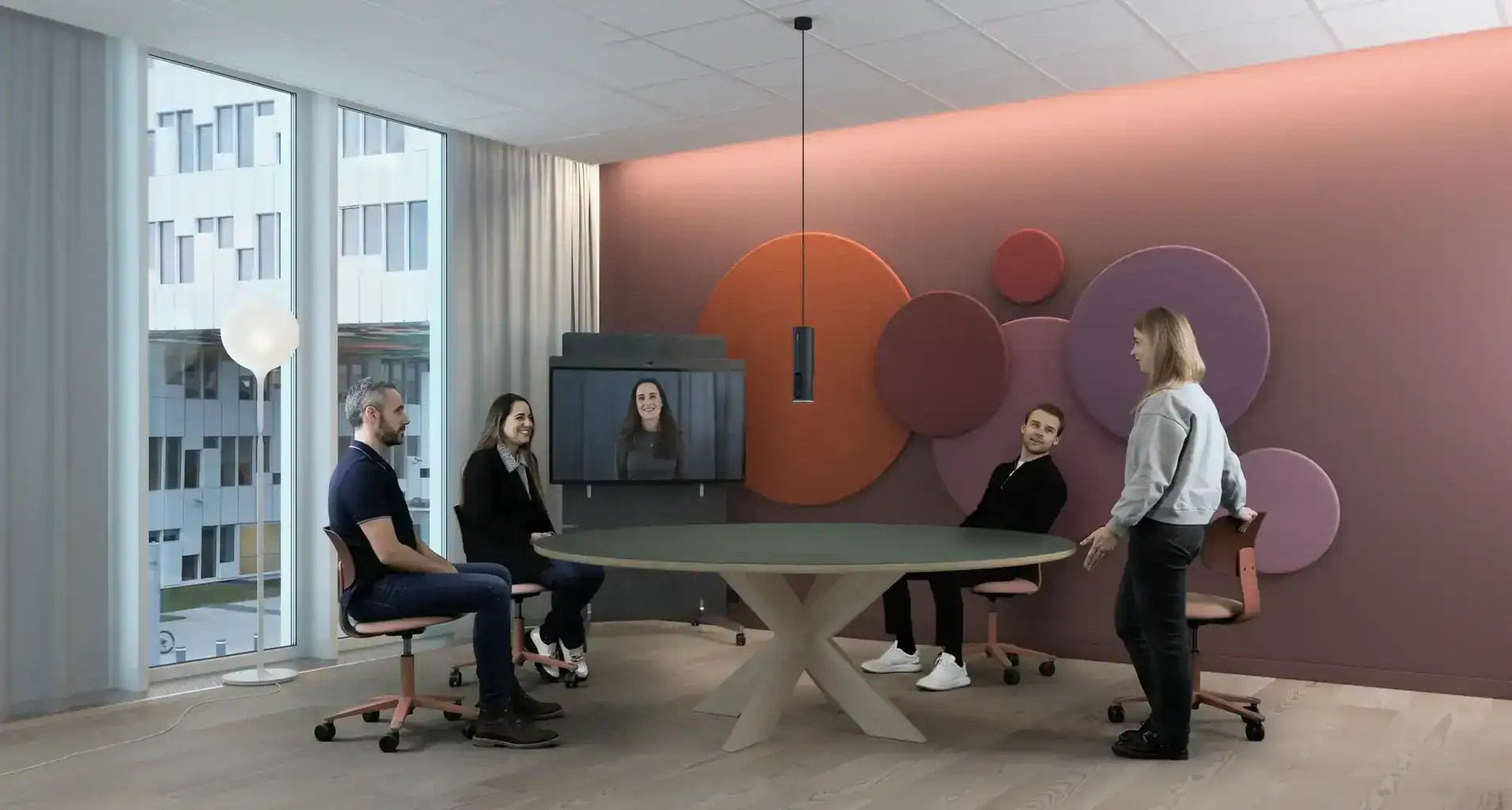 Webroom with modern AV and video conferencing setup for meetings and live streaming.