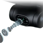 Camera with multiple lens layers and a 4K label.