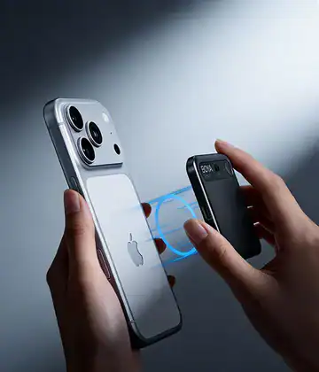 Close-up of two smartphones, one being wirelessly charged, showcasing innovative mobile technology in UAE.