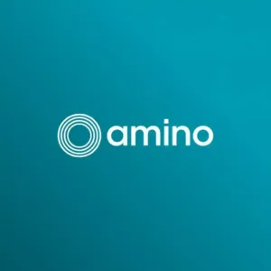 A logo featuring concentric circles with the word "amino" in white text on a teal background.